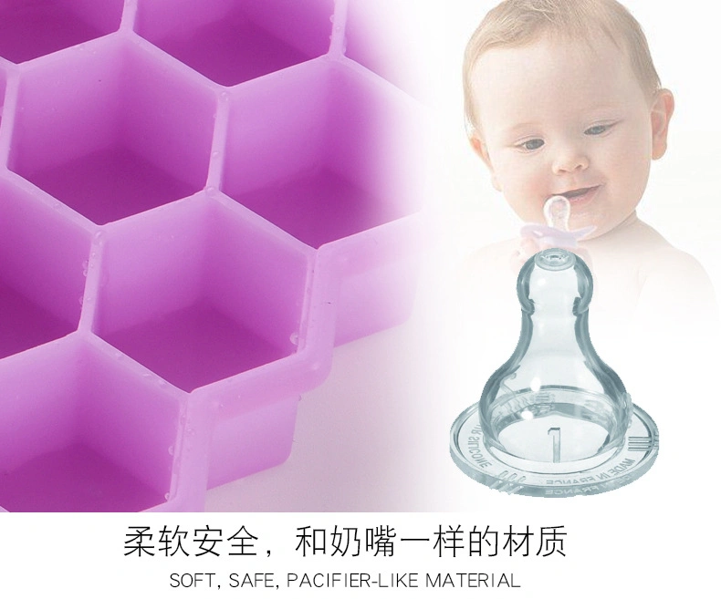 Food Grade Eco-Friendly Silicone Honeycomb Shape 37 Holes Silicone Ice Cube Tray Mold with Lids