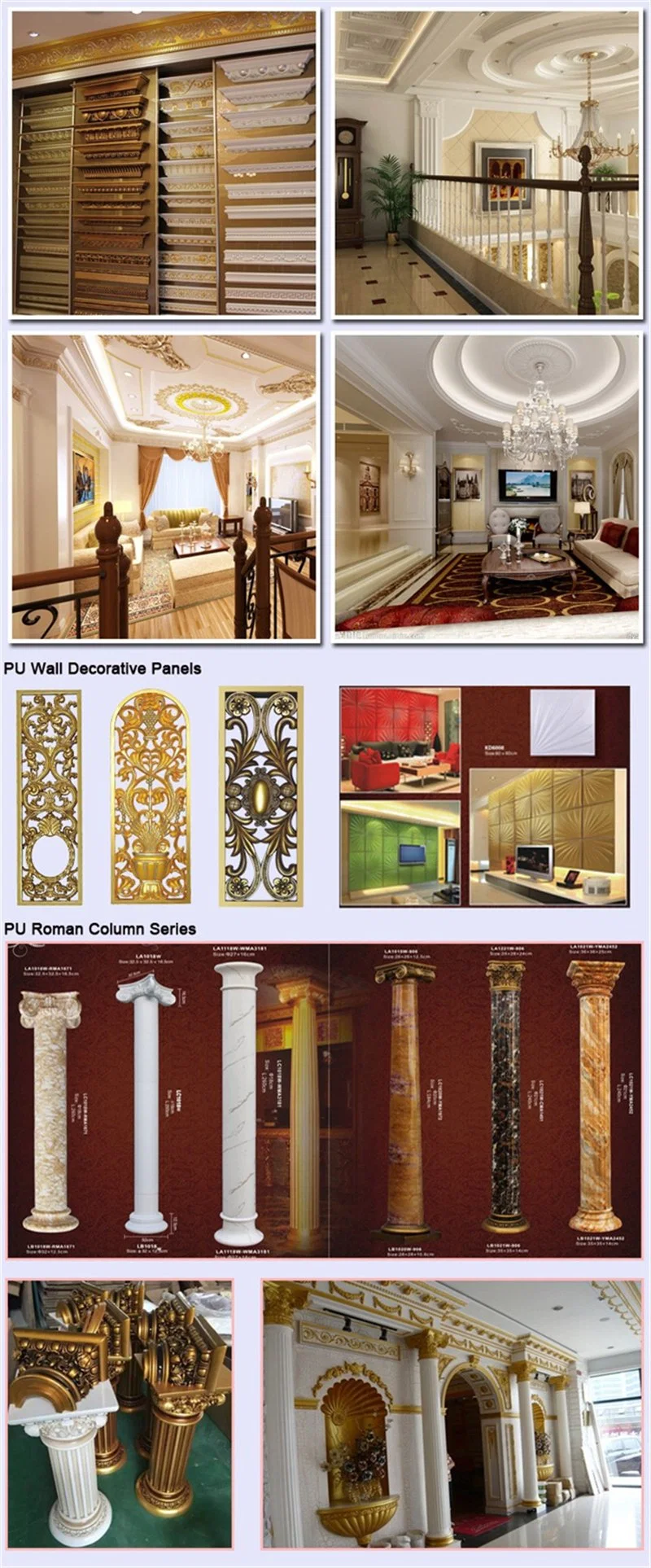 Decorative Interior Polyurethane Cornice Molding with Customized Color