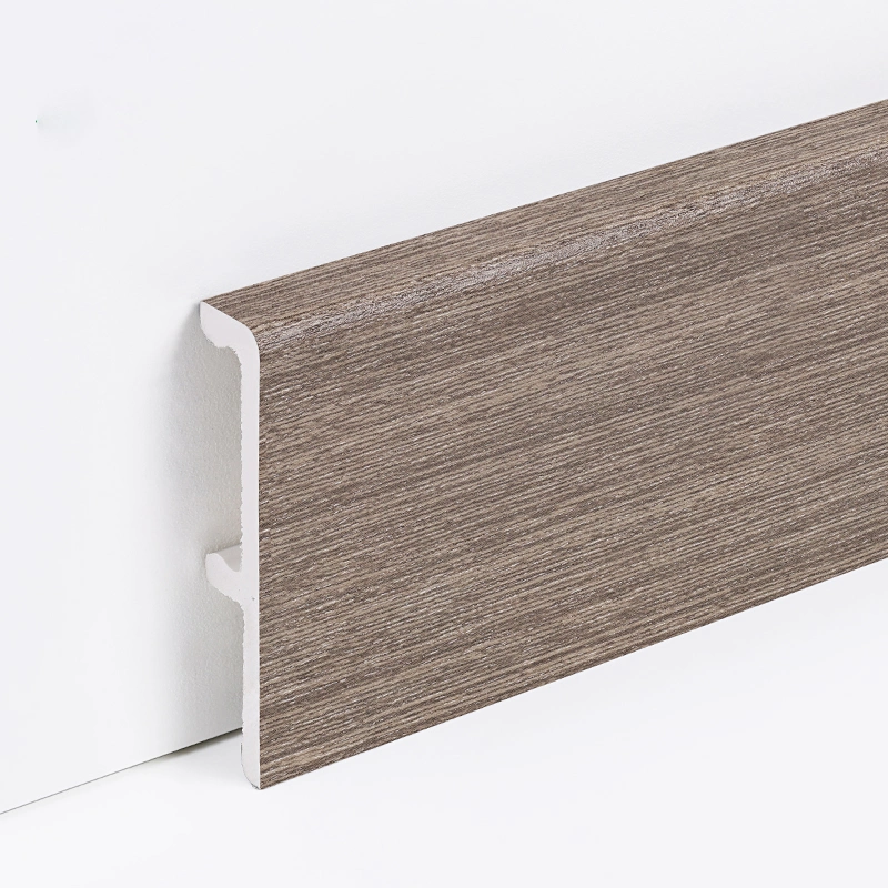 Foshan Factory Hot Selling Waterproof Wood Grain 60mm Height PVC Skirting Molding