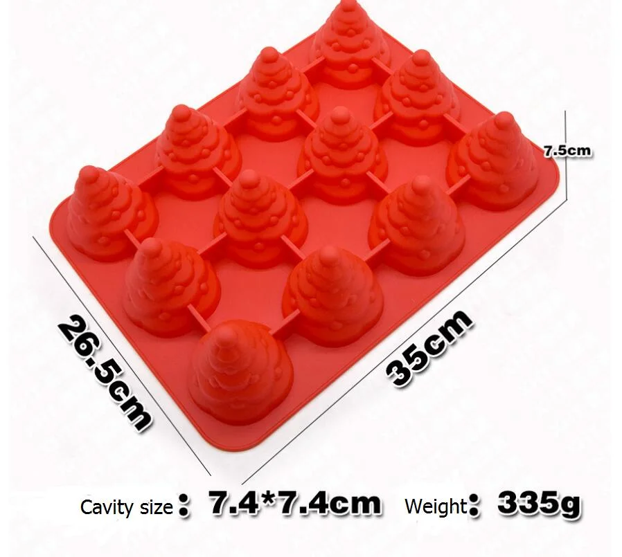 12 Cavities Food Grade Silicone Christmas Tree Shape Cake Mold Baking Tools