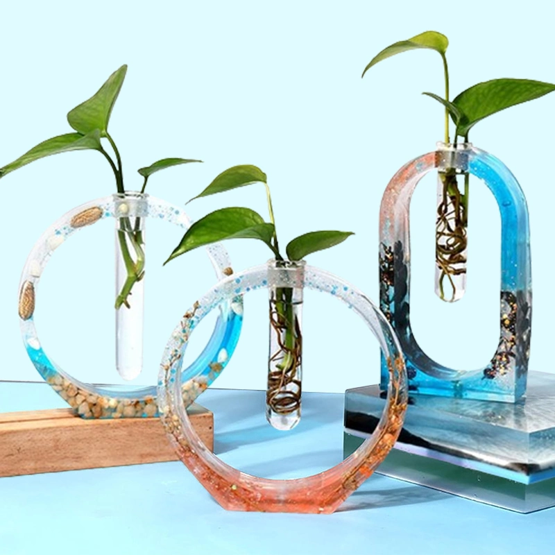 Hydroponic Vase Mold with Test Tube Set DIY Vase Arrangement Crystal Drip Flowerware Silicone Mold Foreign Trade Goods