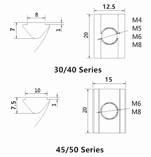 T Nut with Spring Sheetfor 3030/4040 Series Universal European Standard Aluminum Profiles