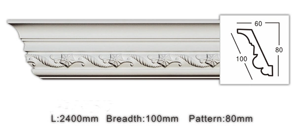 Environmental Polyurethane Molding Interior Decoration Ceiling Moldings 100mm / 4inch Width