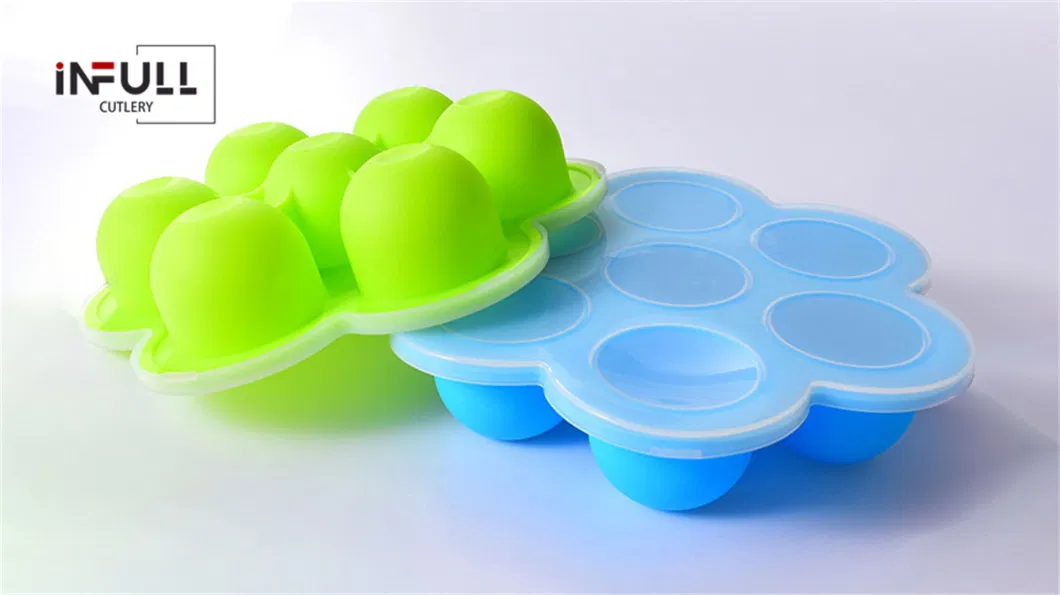 7-Hole Baby Food Box Popsicle Ice Cream Mold 100% Food Grade Silicone Baby Egg Molds Bites Molds