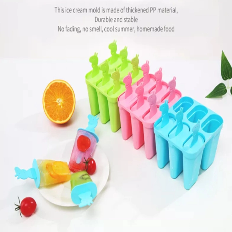 New Summer Cavity Frozen Yogurt Ice Milk Popsicle Mold for DIY Homemade with Wooden Sticks Blue