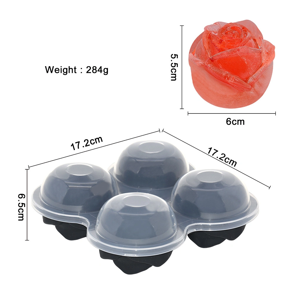 3D Silicone Rose Shape Ice Mold Suitable for Summer