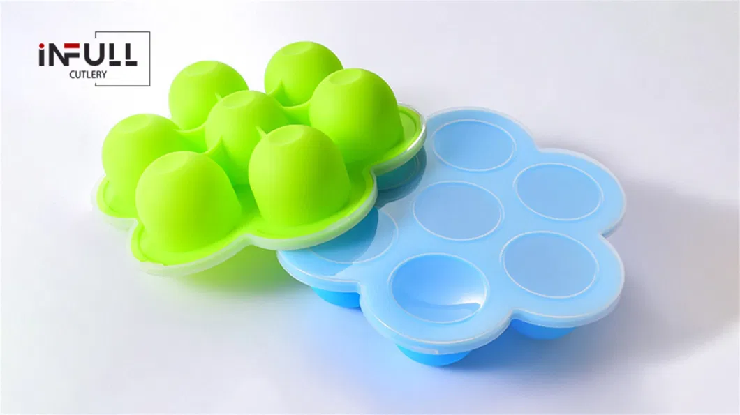 7-Hole Baby Food Box Popsicle Ice Cream Mold 100% Food Grade Silicone Baby Egg Molds Bites Molds