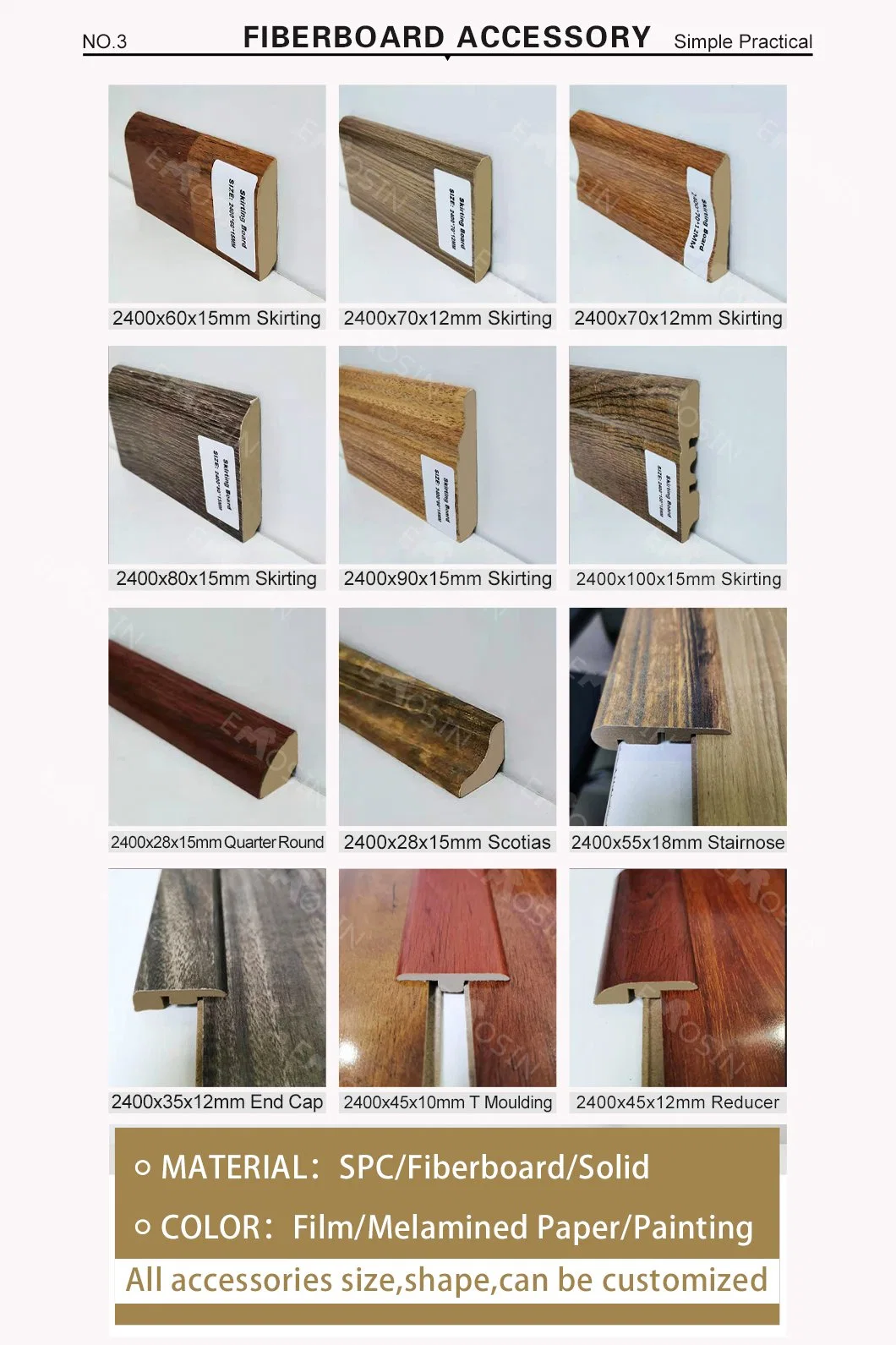 Cheap All Kinds of Plastic/PVC/Fiberboard/Spc/Laminate/Laminated/Solid/Vinyl Stair Nose Molding of Floor Accessories Manufacturer