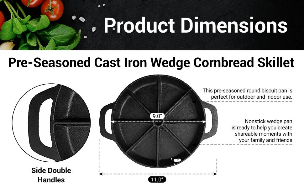 Classic Preseasoned Nordic Ware Scottish Scone Pan 8 Slice Cast Iron Cornbread Pan Cast Iron Wedge Pan