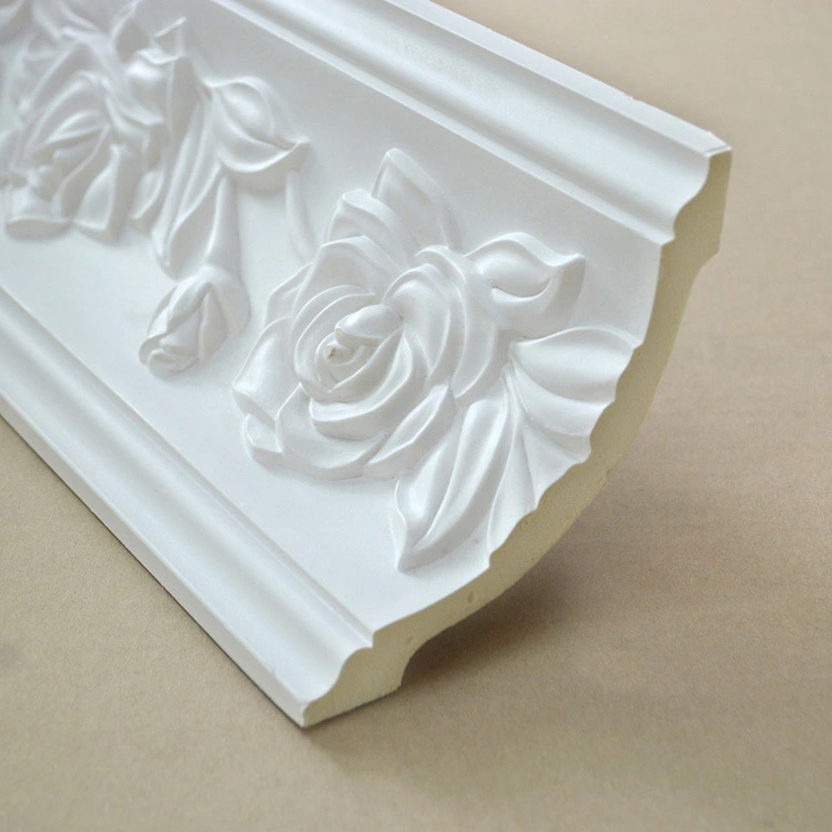 Rose Flower Cornice Good Quality Polyurethane Flower Crown Molding for Interior Decoration Width 98mm and 132mm