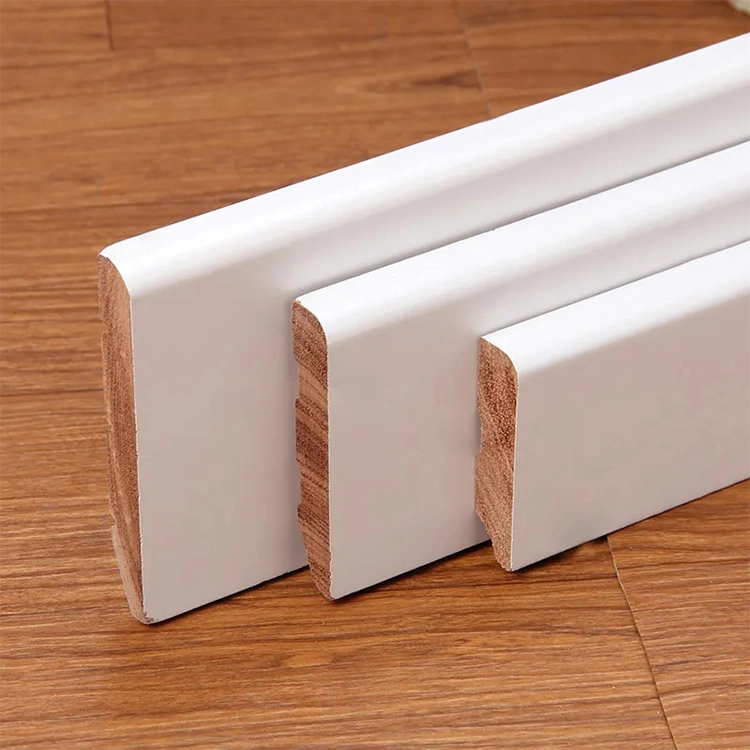 Factory Supply Solid Wood White Waterproof Primed Decorative Moulding Baseboard Molding