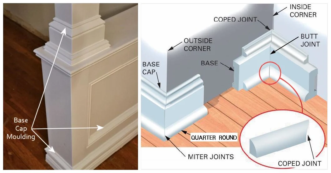 White Lightweight PVC Base Cap Molding