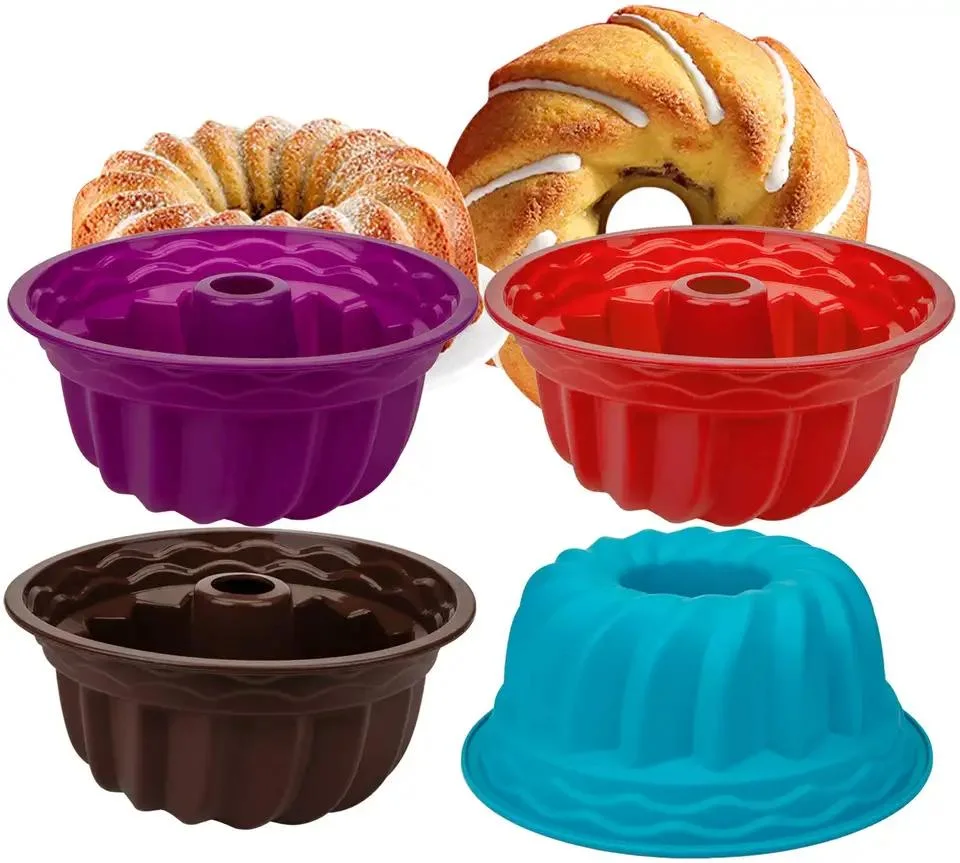 Silicone Fluted Cake Pan Nonstick Round Cake Mold Reusable Silicone Baking Mold Suitable for Making Jello, Cake, Gelatin