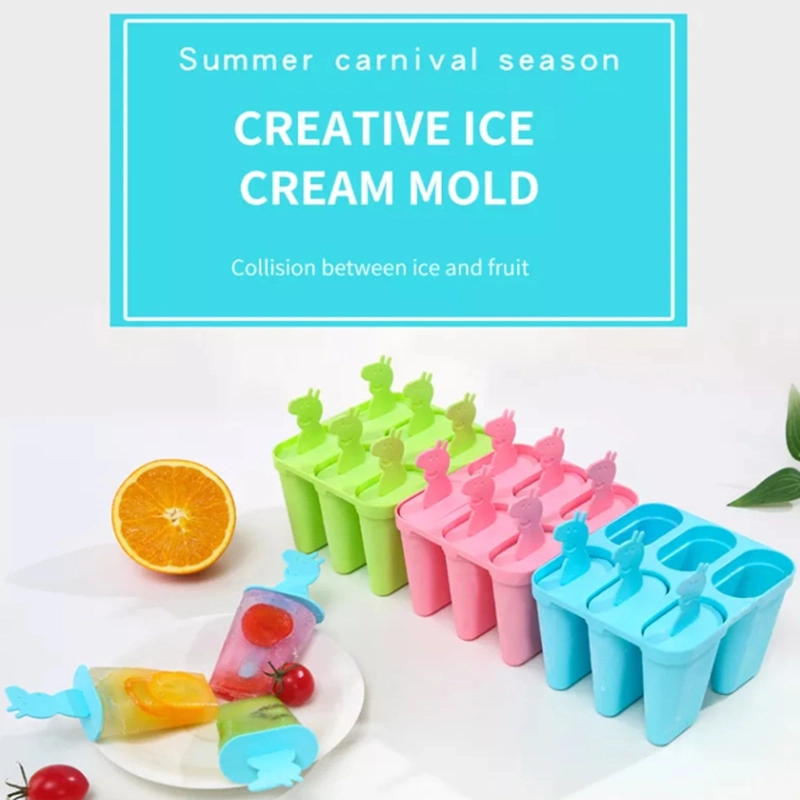 New Summer Cavity Frozen Yogurt Ice Milk Popsicle Mold for DIY Homemade with Wooden Sticks Blue