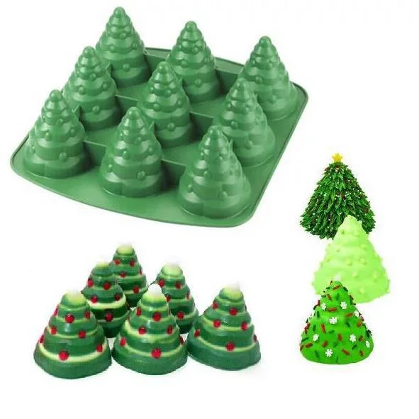 12 Cavities Food Grade Silicone Christmas Tree Shape Cake Mold Baking Tools