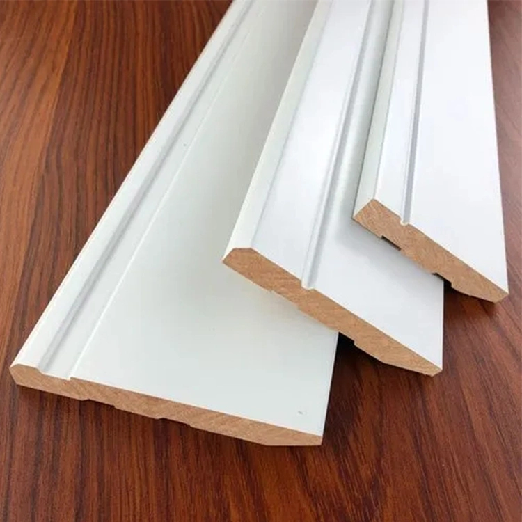 Factory Supply Solid Wood White Waterproof Primed Decorative Moulding Baseboard Molding