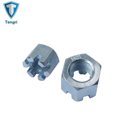Made in China High Quality Carbon Steel Zinc Plated Black Coating Hex Castle Nut Bolt Screw Hexagon Slotted Nut