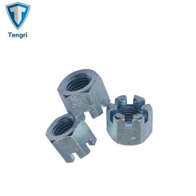 Made in China High Quality Carbon Steel Zinc Plated Black Coating Hex Castle Nut Bolt Screw Hexagon Slotted Nut