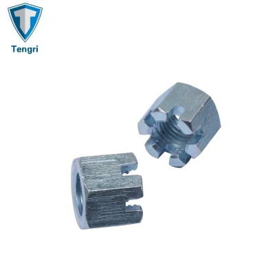 Made in China High Quality Carbon Steel Zinc Plated Black Coating Hex Castle Nut Bolt Screw Hexagon Slotted Nut