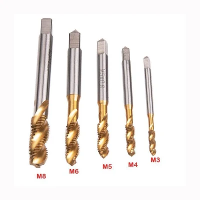 5 PCS Titanium Coated HSS Spiral Flute Metric Taps Set