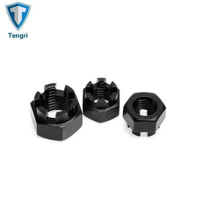 Made in China Carbon Steel Black Oxide Hexagon Slotted and Castle Nuts Castellated Nuts Hex Nuts