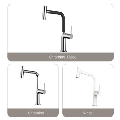 Gun Grey Hot Cold Mixer Waterfall Pull out Down Sink Kitchen Faucet Single Hole Multiple Water Outlets Rotation Tap