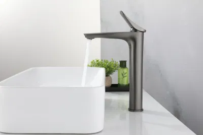Modern Style Gun Gary Hot and Cold Copper Long Bathroom Tap