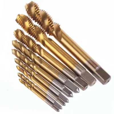 DIN371/376 Machine Screw Tap Set Titanium Spiral Flute Drill Taps Thread Tapping Tool HSS Machine Taps Hand Taps Metric Size