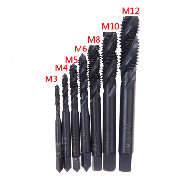 Titanium Coated Thread Tap Drill Metric HSS Spiral Fluted Machine Screw Tap M3 M4 M5 M6 M8 Spiral Pointed Cone Taps