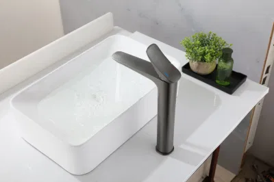 Modern Style Gun Gary Hot and Cold Copper Long Bathroom Tap