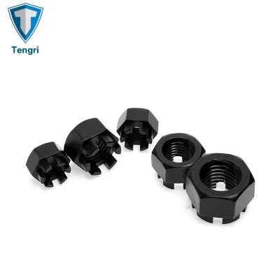 Made in China Carbon Steel Black Oxide Hexagon Slotted and Castle Nuts Castellated Nuts Hex Nuts