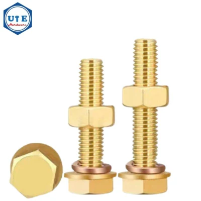 Brass Hexagon Bolt of Set Accessories with Hexagon Screw Nut