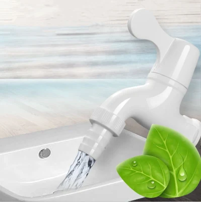 Lesso Wall Mounted Single Handle Kitchen DN15 20 Washing Machine Bibcock Bathroom Faucets White PVC Plastic Taps for Home