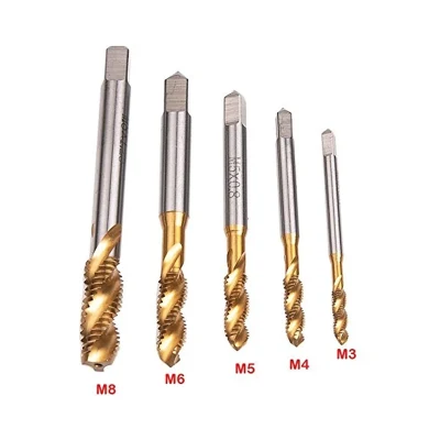 HSS Tap Spiral Flute Groove Screw Tap Tin Coating Nitriding Right Thread Machine Tap