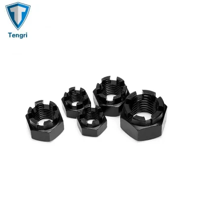 Made in China Carbon Steel Black Oxide Hexagon Slotted and Castle Nuts Castellated Nuts Hex Nuts