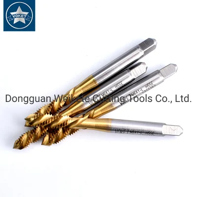 Hsse-M35 JIS Left Hand with Tin Spiral Fluted Taps Unc 4-40L 5-40L 6-32L 8-32L 10-24L 1/4 5/16 3/8 1/2 Machine Thread Screw Tap
