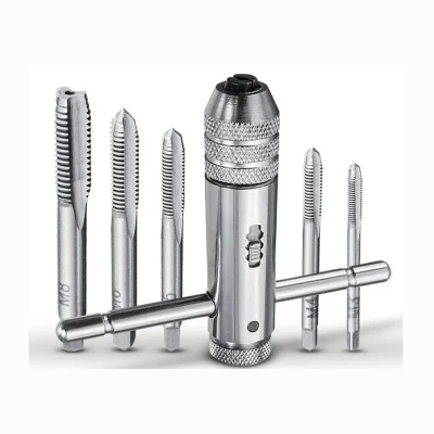 Adjustable T-Handle Ratchet Tap Holder Wrench Tapping Threading Tool Set