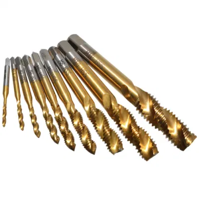 DIN371/376 Machine Screw Tap Set Titanium Spiral Flute Drill Taps Thread Tapping Tool HSS Machine Taps Hand Taps Metric Size