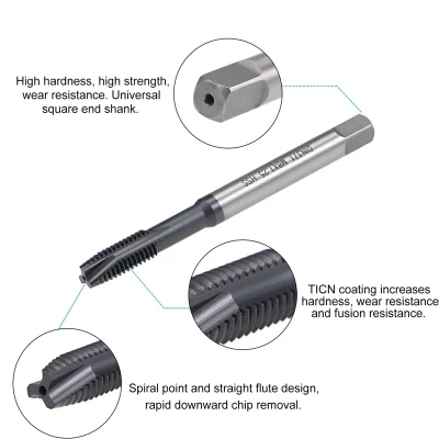 Spiral Point Machine Taps Metric M8 X 1.25 Thread, Ticn Coated HSS-M35 DIN371/376 Screw Milling Threading Tap