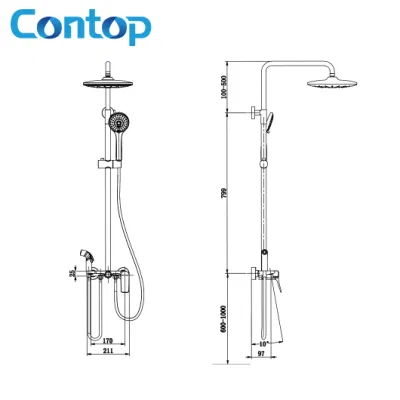 Hotel Bath Tap High Pressure Round Shape Shower Set