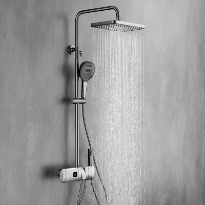 Gun Grey Multi Function Keyboard Water Control Mixer Tap Shower Faucet Set