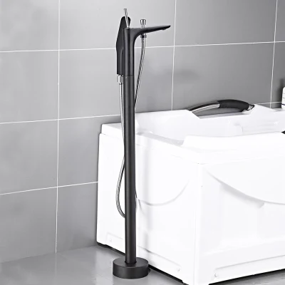 Chrome Brass Bathroom Free Standing Bathtub Faucet Set with Hand Shower Bathtub Tap