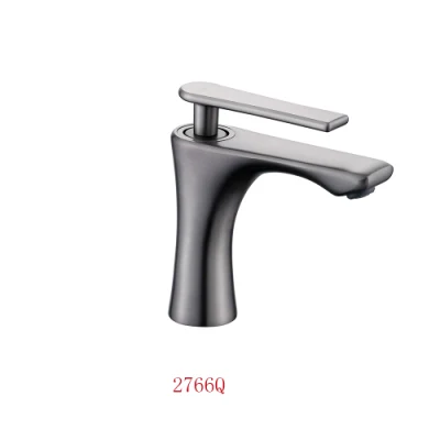 Luxury China Faucet Manufacturer Brushed Gun Color Copper Wash Basin Tap Brass Water Sink Tap