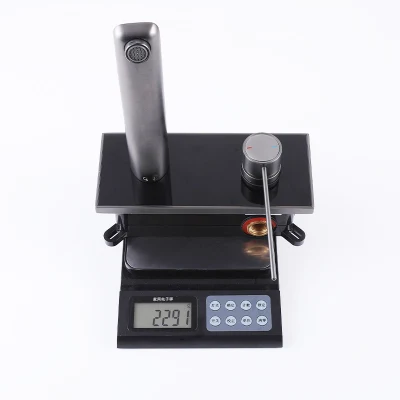 Hot and Cold Mixer Basin Faucet Wall Mounted Basin Taps Digital Display Show Gun Gray Brass Material