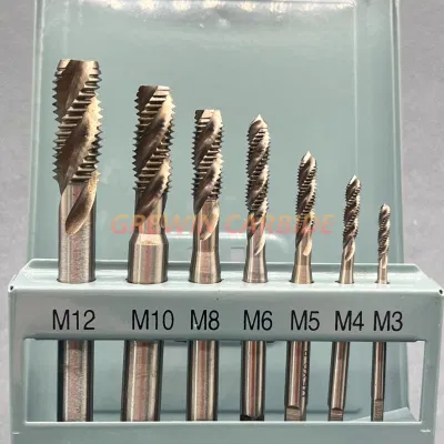 Grewin-7PCS Set M3 M4 M5 M6 M8 M10 M12 HSS Spiral Flute Metric Tap Screw Drill Bits Set for Metal Threading