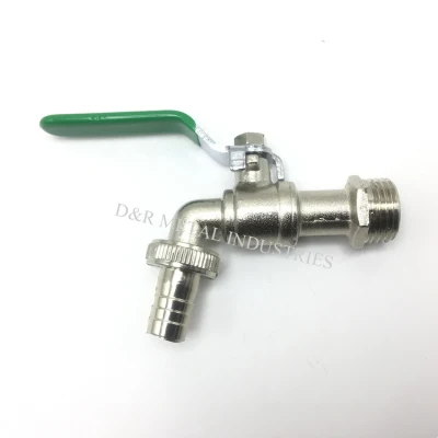 3/4inch Water Lever Type Green Handle Nickel Plated Bsp Brass Garden Tap with Hose Plug
