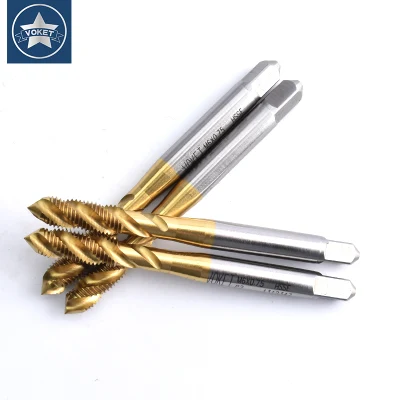 Hsse-M35 JIS with Tin Spiral Fluted Taps M1.4 M1.6 M1.7 M1.8 M2 M2.2 M2.5 M2.6 M3 M4 M4.5 M5 M5.5 M6 M7 M8 M9 M10 Metric Machine Fine Thread Screw Tap