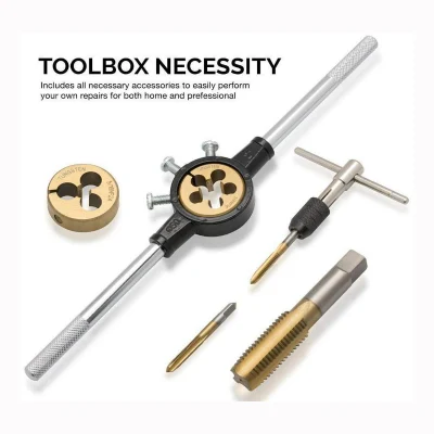 Large SAE Titanium Standard Tap and Die Threading Tool Set