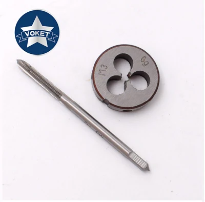 1set HSS Metric Hand Tap Round Die M14X2 Fine Thread Tap Threading Round Die M14X0.5 M14X0.75 M14X1 M14X1.5 M14X1.75