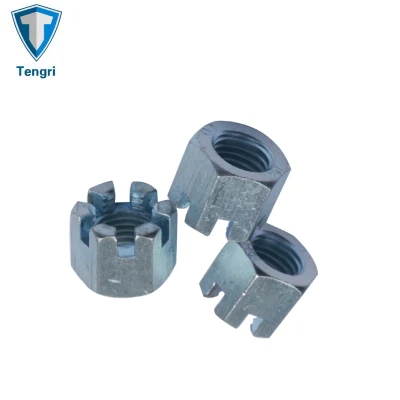 Made in China High Quality Carbon Steel Zinc Plated Black Coating Hex Castle Nut Bolt Screw Hexagon Slotted Nut